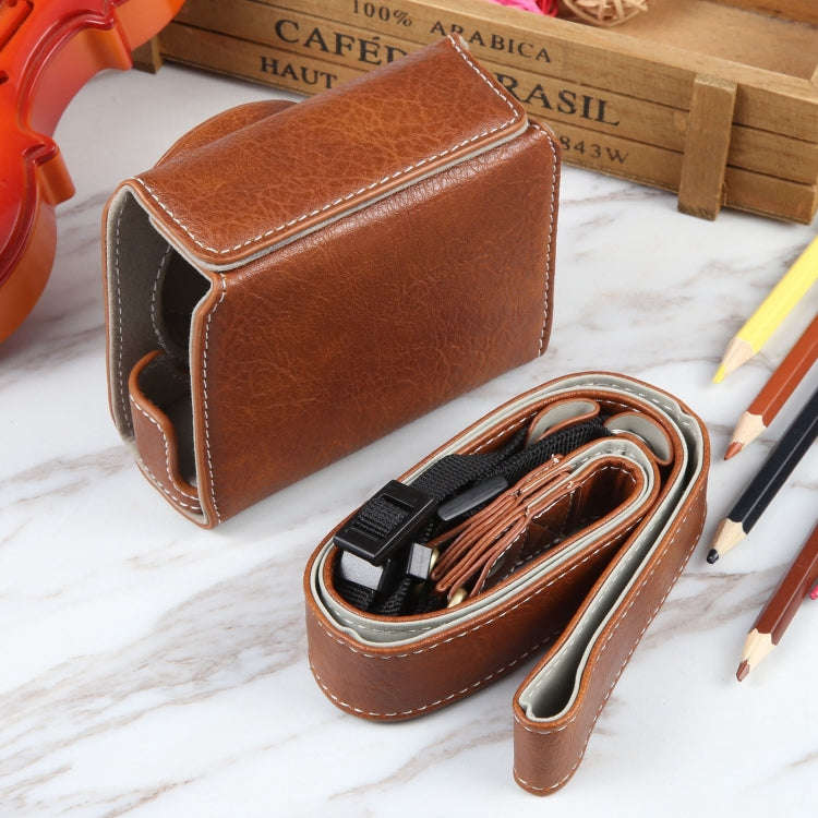 For Canon PowerShot G7 X Full Body Camera PU Leather Camera Case Bag with Strap (Brown)