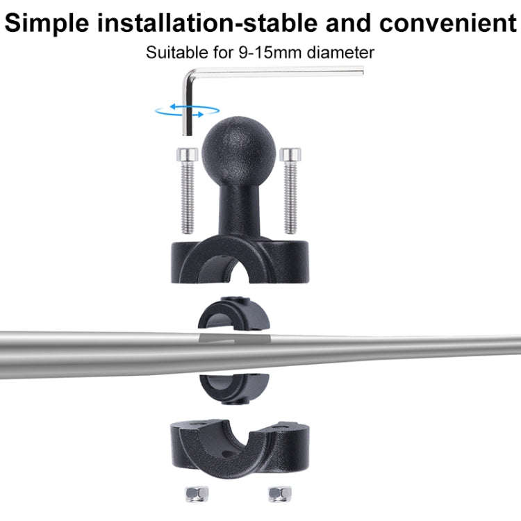 21mm Ballhead Car Front Seat Handlebar Fixed Mount Holder with Tripod Adapter & Screw & Phone Cla...