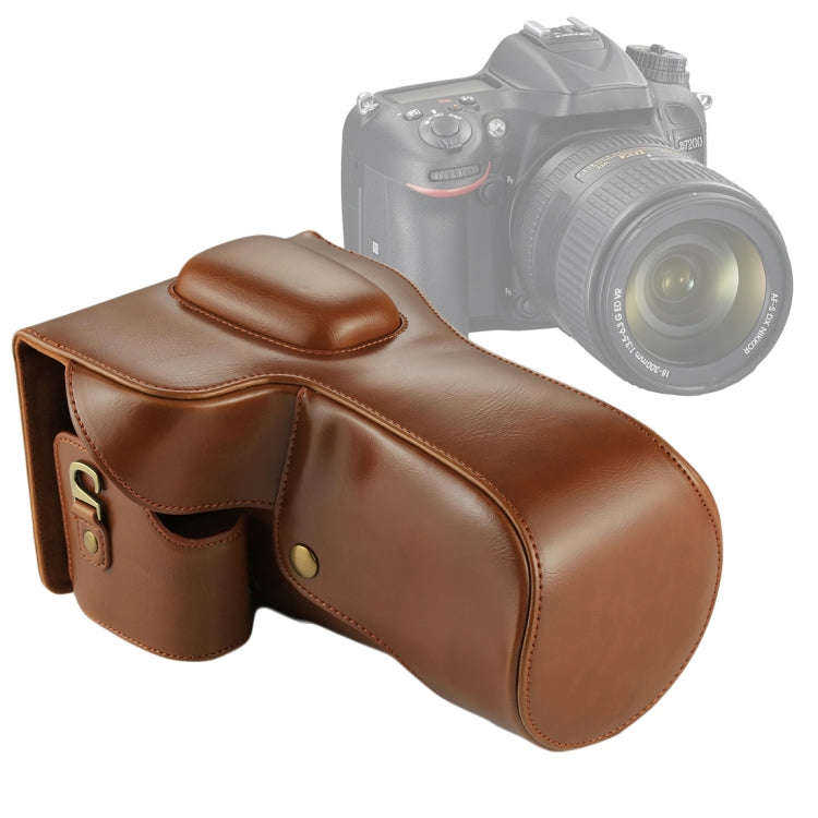 Full Body Camera PU Leather Case Bag for Nikon D7200 / D7100 / D7000 (18-200 / 18-140mm Lens) (Br...