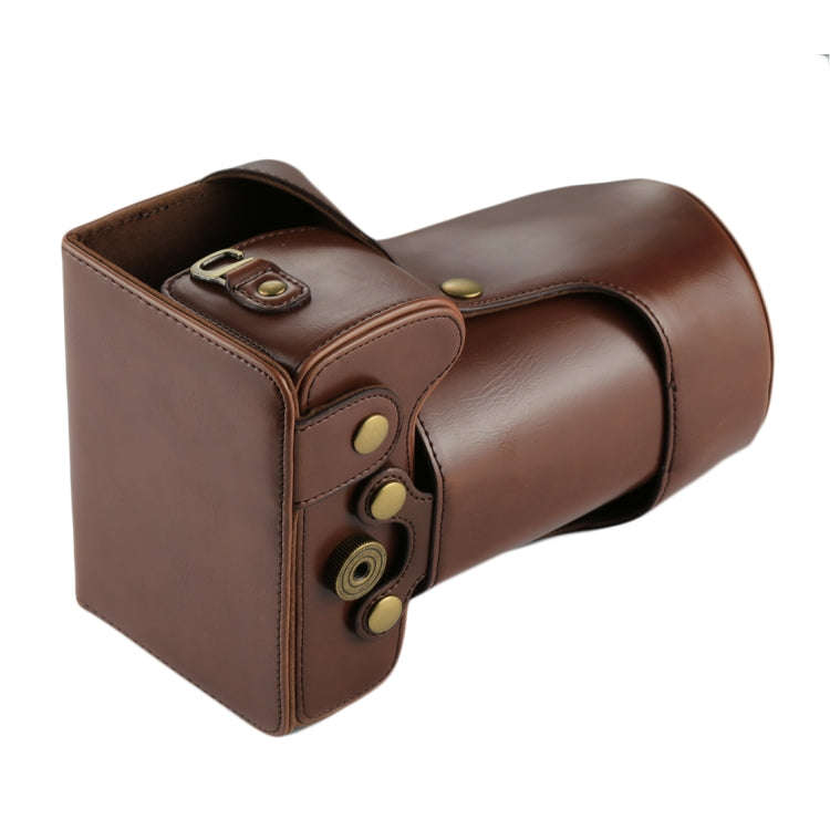 Full Body Camera PU Leather Case Bag for Canon EOS 760D / 750D (18-135mm Lens) (Coffee)
