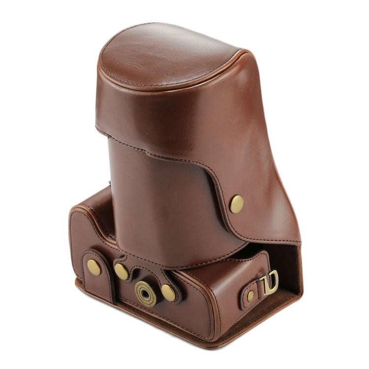 Full Body Camera PU Leather Case Bag for Canon EOS 760D / 750D (18-135mm Lens) (Coffee)