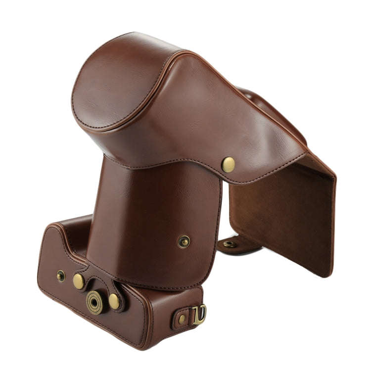 Full Body Camera PU Leather Case Bag for Canon EOS 760D / 750D (18-135mm Lens) (Coffee)