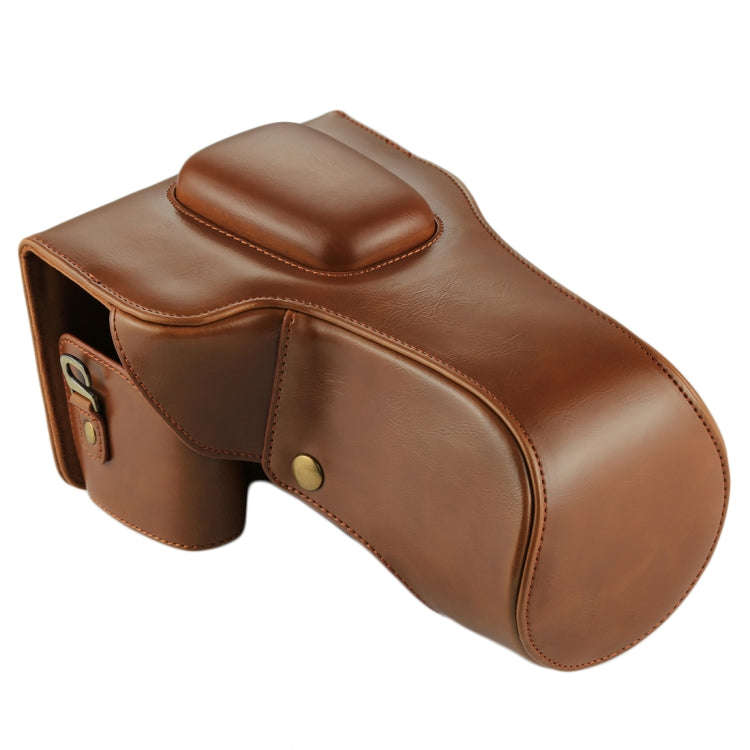 Full Body Camera PU Leather Case Bag for Canon EOS 760D / 750D (18-135mm Lens) (Brown)