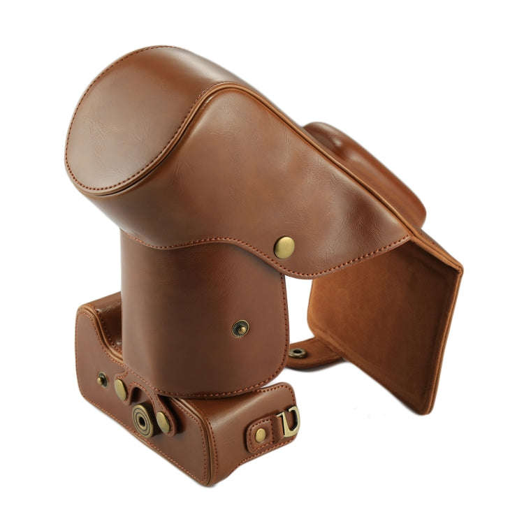 Full Body Camera PU Leather Case Bag for Canon EOS 760D / 750D (18-135mm Lens) (Brown)