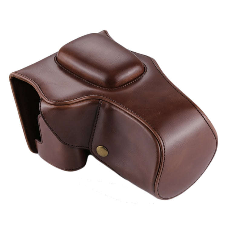 Full Body Camera PU Leather Case Bag for Canon EOS 200D  (18-55mm Lens)(Coffee)