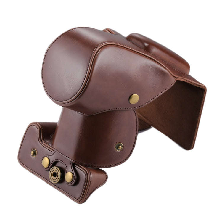 Full Body Camera PU Leather Case Bag for Canon EOS 200D  (18-55mm Lens)(Coffee)