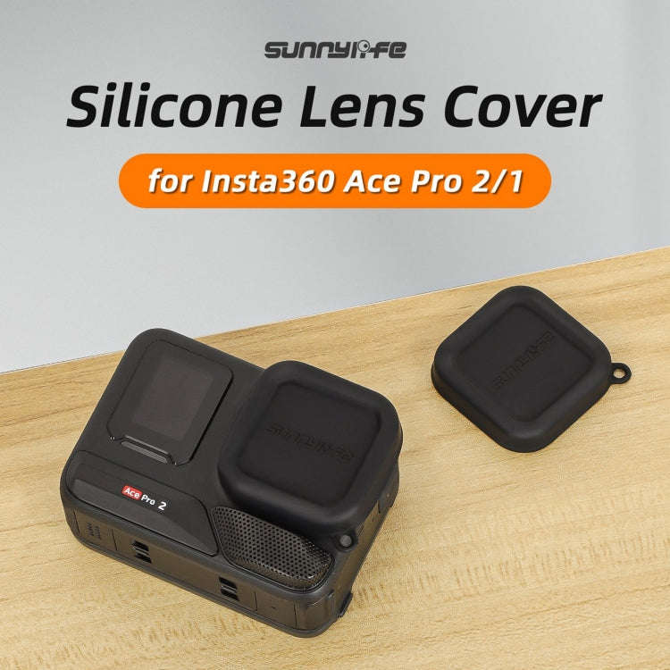 For Insta360 Ace Pro 2 / 1 Sunnylife Silicone Lens Cap Protector Lens Cover (Black)
