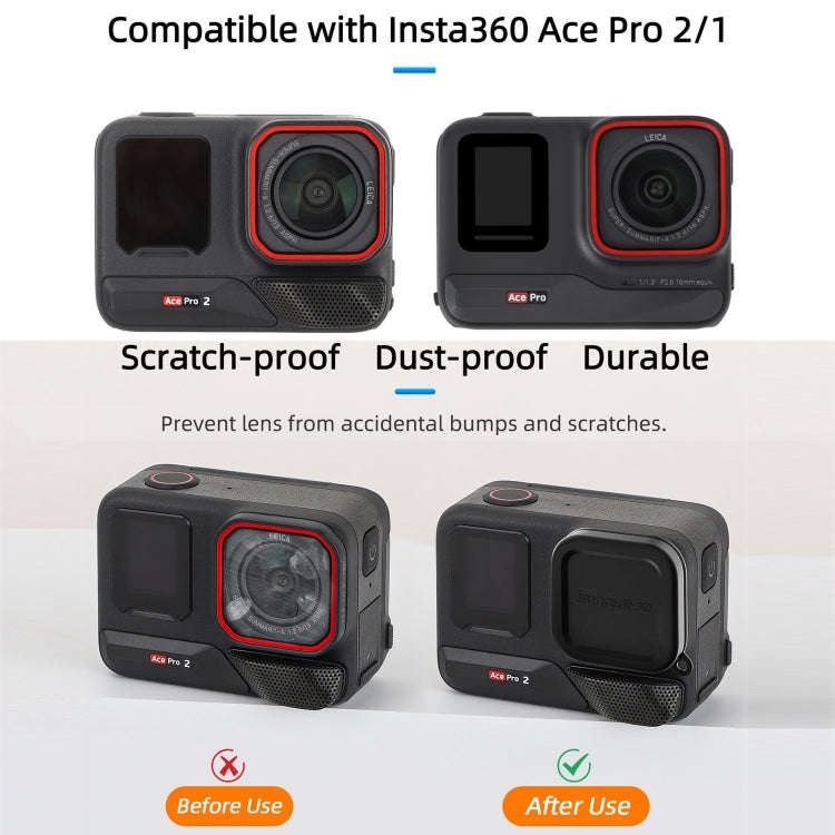 For Insta360 Ace Pro 2 / 1 Sunnylife Silicone Lens Cap Protector Lens Cover (Black)