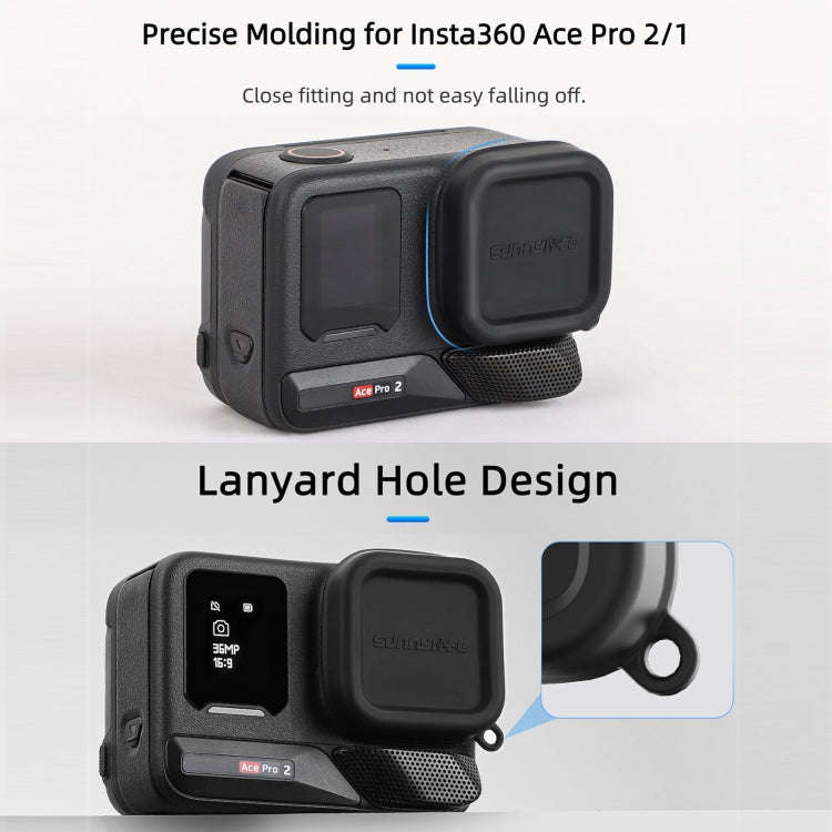 For Insta360 Ace Pro 2 / 1 Sunnylife Silicone Lens Cap Protector Lens Cover (Black)