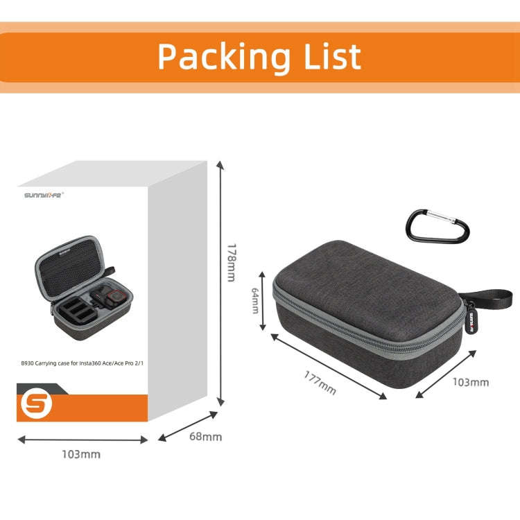 For Insta360 Ace / Ace Pro 1 / Ace Pro 2 Sunnylife Portable Carrying Case Handbag Mini Travel Cas...