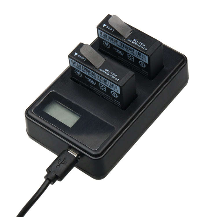 LCD Screen Dual Batteries Charger with USB Cable for Xiaoyi 4K Sport Camera, Displays Charging Ca...