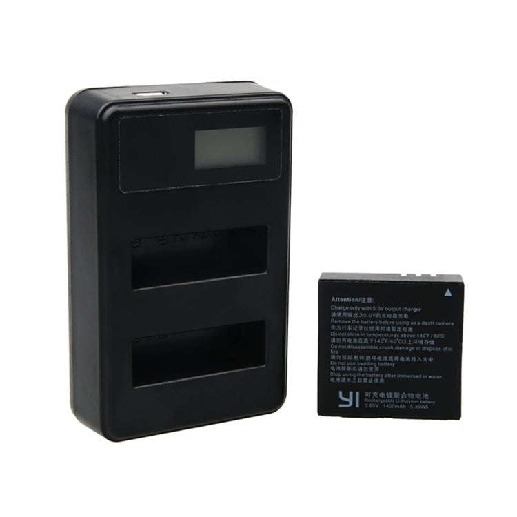 LCD Screen Dual Batteries Charger with USB Cable for Xiaoyi 4K Sport Camera, Displays Charging Ca...