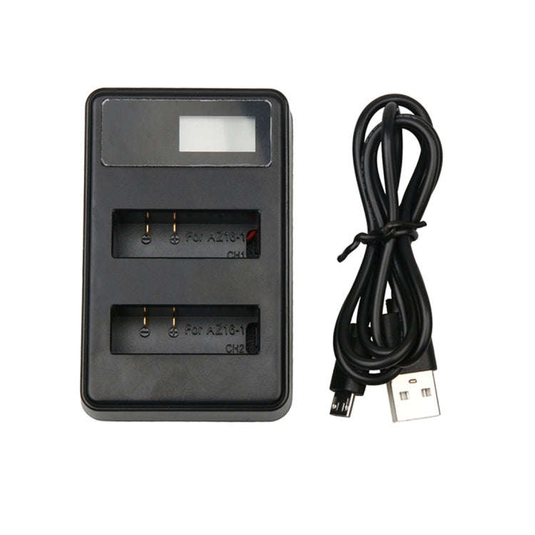 LCD Screen Dual Batteries Charger with USB Cable for Xiaoyi 4K Sport Camera, Displays Charging Ca...