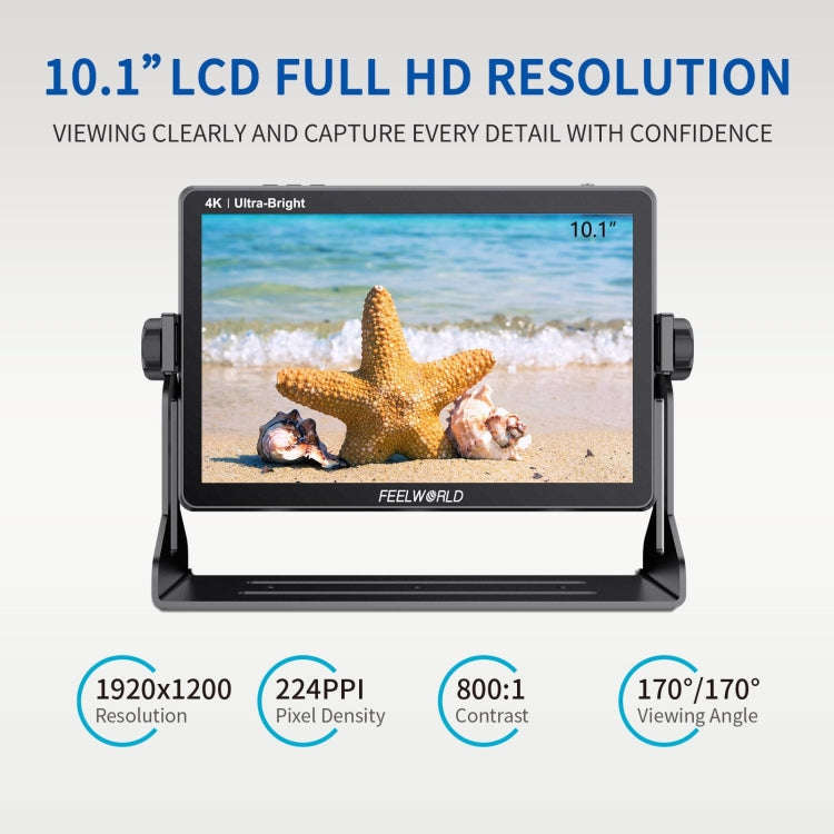 FEELWORLD LUT11H 10.1 Inch Ultra Bright 2000nit DSLR Camera Field Monitor Touch Screen 4K HDMI F9...