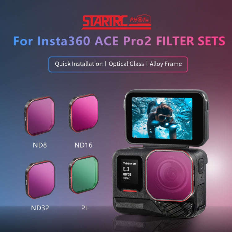 For Insta360 Ace Pro 2 STARTRC 4 in 1 PL ND8 ND16 ND32 Camera Lens Filter
