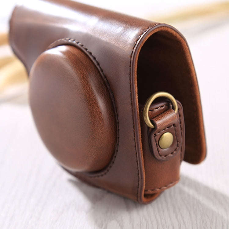 Full Body Camera PU Leather Case Bag with Strap for Canon G9X / G9X II (Coffee)