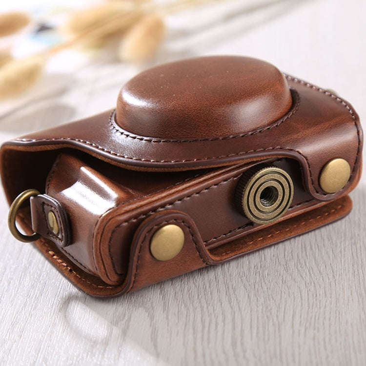 Full Body Camera PU Leather Case Bag with Strap for Canon G9X / G9X II (Coffee)