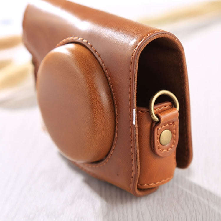 Full Body Camera PU Leather Case Bag with Strap for Canon G9X / G9X II (Brown)