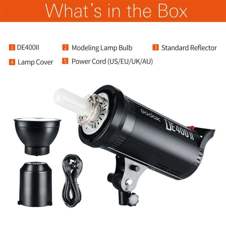 Godox DE400II 400Ws Studio Flash Light Strobe Lamp Head Bowens Mount Speedlight (UK Plug)