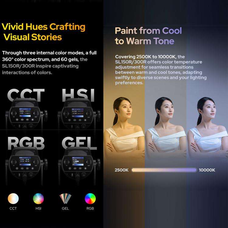 Godox SL150R RGB LED Video Light 165W CRI/TLCI 97+ COB Monolight Bowens Mount Studio Photo Light ...
