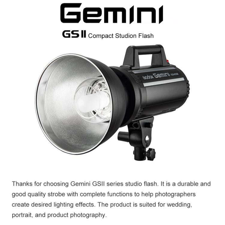 Godox Gemini GS400II Studio Flash Light 400Ws Bowens Mount Strobe Flash (EU Plug)