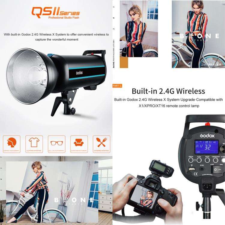 Godox QS800II Strobe Studio Flash Light 800Ws Bowens Mount High Speed Flash (UK Plug)