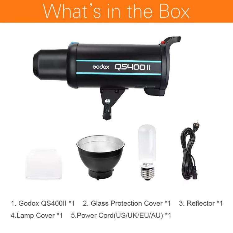 Godox QS400II Strobe Studio Flash Light 400Ws Bowens Mount High Speed Flash (US Plug)