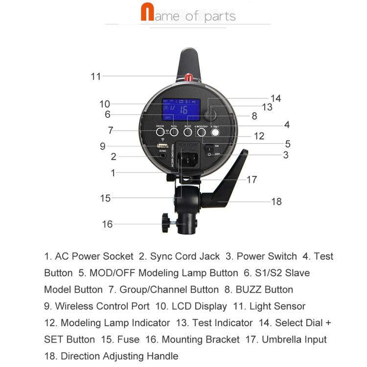 Godox Gemini GS200II Studio Flash Light 200Ws Bowens Mount Strobe Flash (EU Plug)