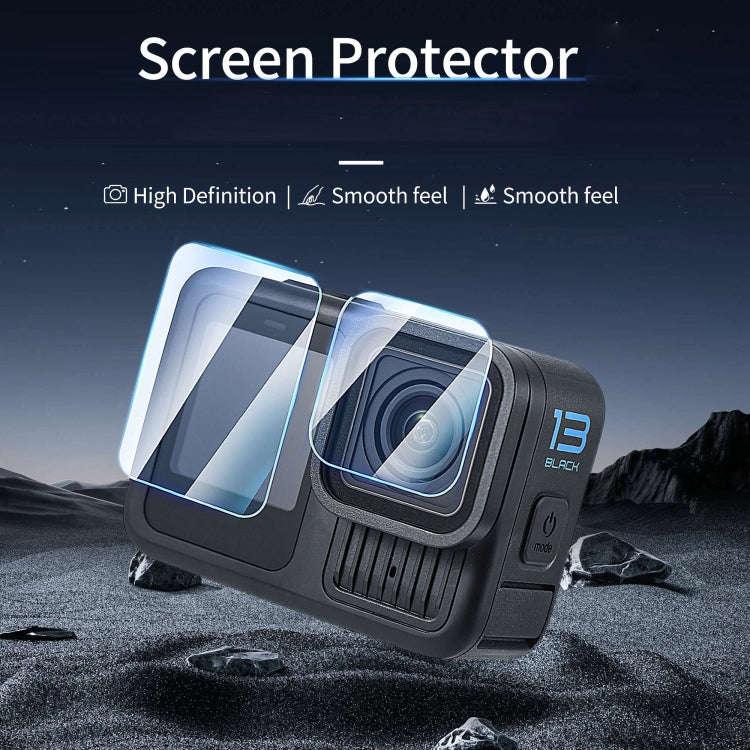 For GoPro HERO13 Black STARTRC 2 Sets 3 in 1 Lens and Front Back Screen Tempered Glass Film