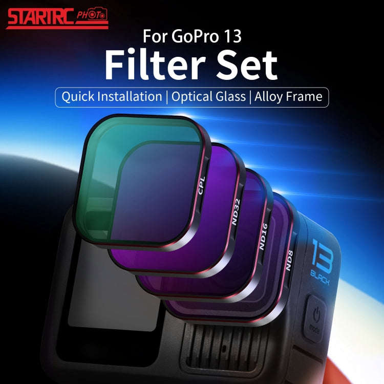 For GoPro HERO13 Black STARTRC Quick Release 4 in 1 ND8 ND16 ND32 CPL Lens Filter
