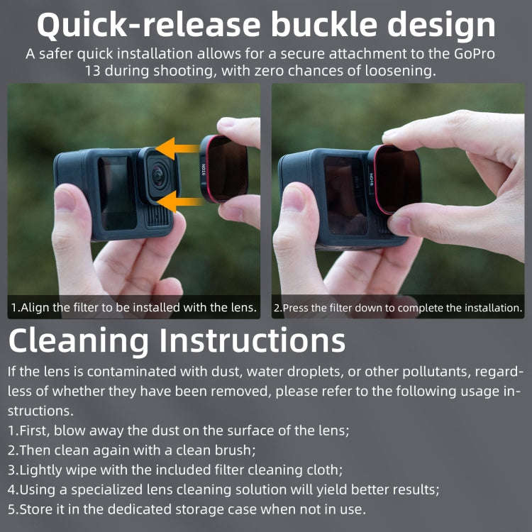 For GoPro HERO13 Black STARTRC Quick Release 4 in 1 ND8 ND16 ND32 CPL Lens Filter