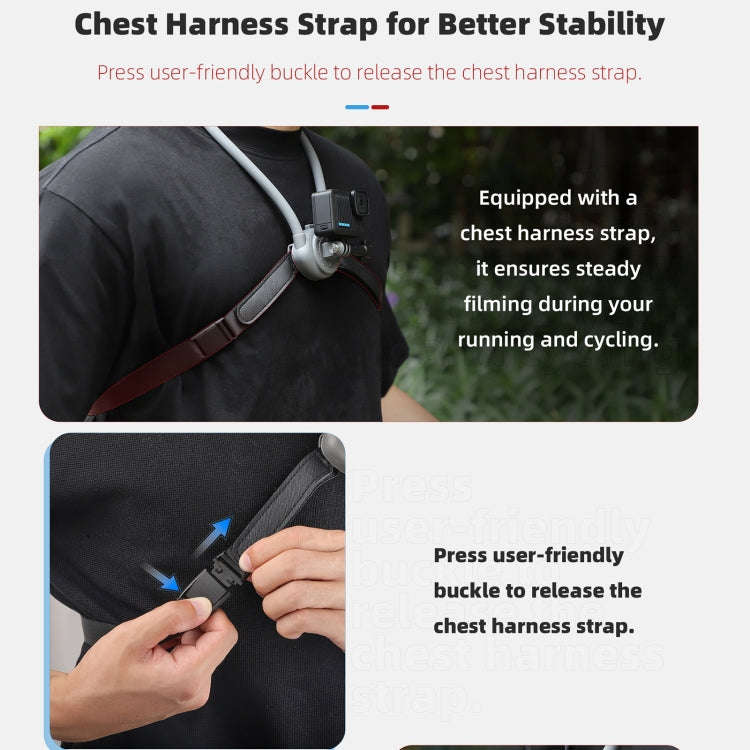 Sunnylife POV Neck Mount Hand Free Video Vlog Neck Selfie Holder with Body Strap (Grey)