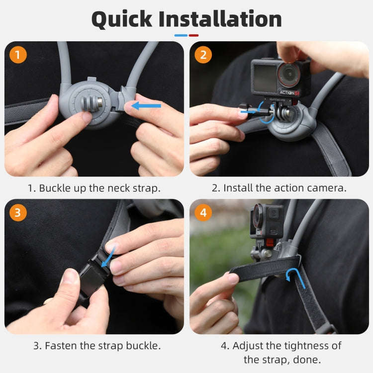 Sunnylife POV Neck Mount Hand Free Video Vlog Neck Selfie Holder with Body Strap (Grey)