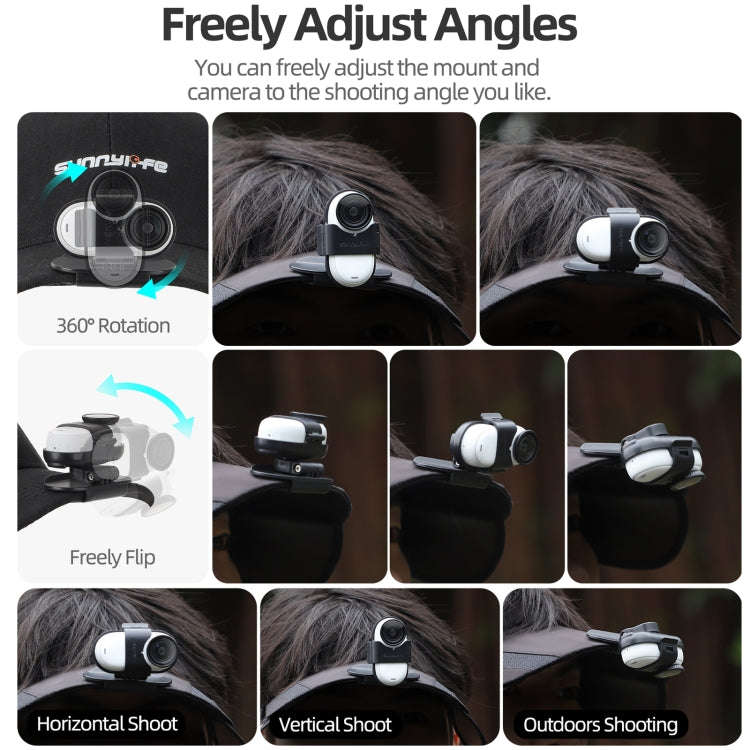 For Insta360 GO3 / GO 3S Sunnylife Baseball Hat Clip Mount Baseball Cap Clamp Quick Release Mount...