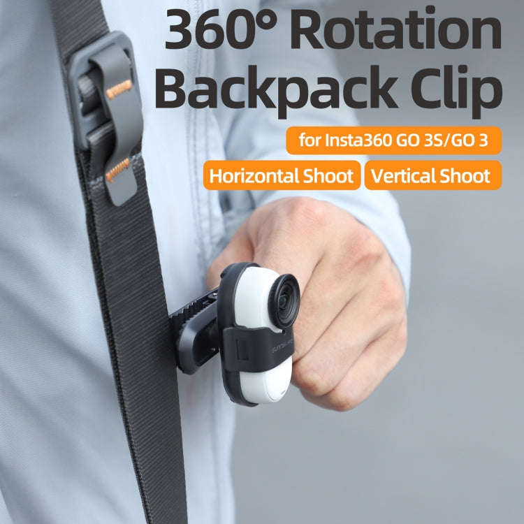 For Insta360 GO3 / GO 3S Sunnylife 360 Degree Rotation Backpack Clip Action Camera Clamp Mount (B...