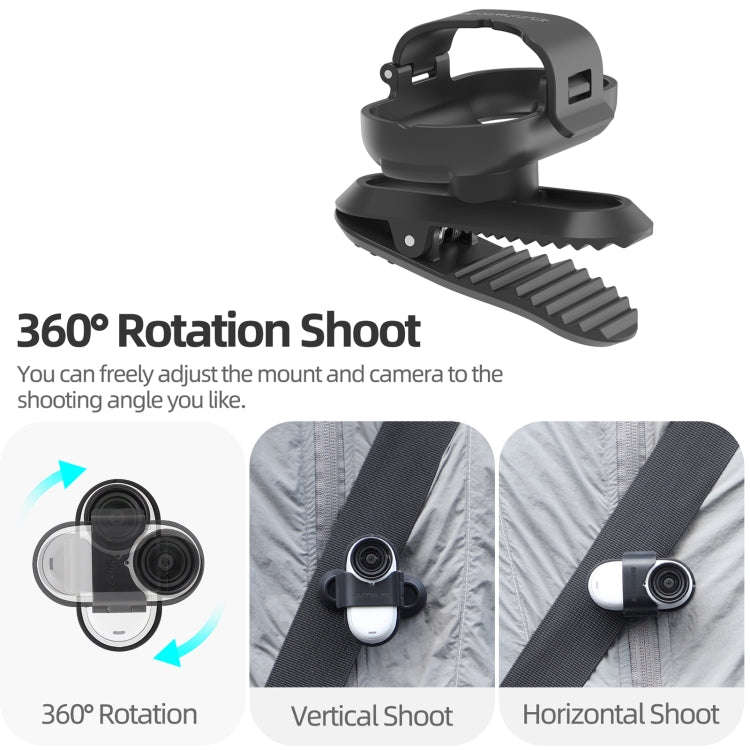 For Insta360 GO3 / GO 3S Sunnylife 360 Degree Rotation Backpack Clip Action Camera Clamp Mount (B...