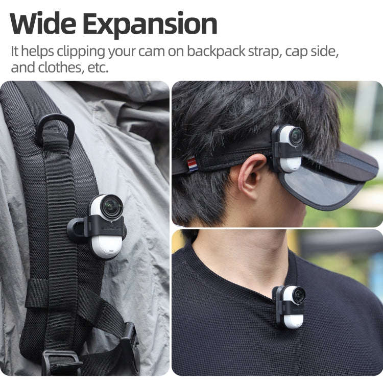 For Insta360 GO3 / GO 3S Sunnylife 360 Degree Rotation Backpack Clip Action Camera Clamp Mount (B...
