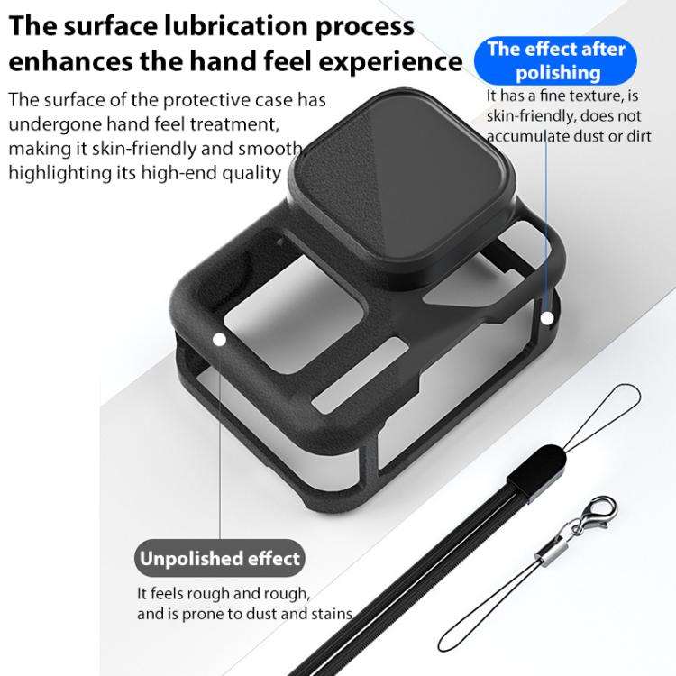 For Insta360 Ace Pro 2 Silicone Protective Case with Wrist Strap & Lens Cover (Black)