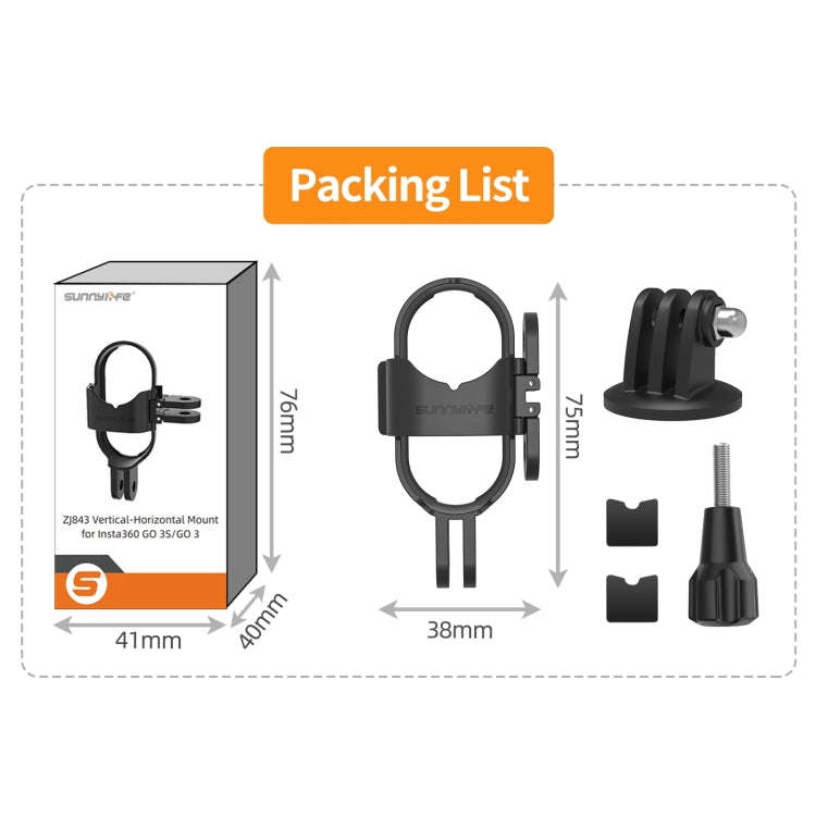 For Insta360 GO 3S / GO 3 Sunnylife Foldable Vertical-Horizontal Mount Adapter Protective Frame B...