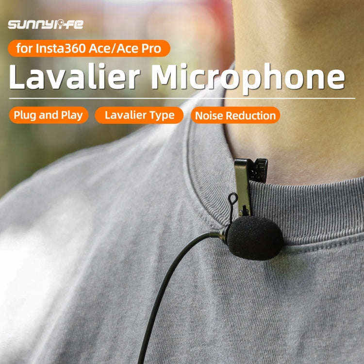 For Insta360 Ace / Ace Pro Sunnylife Lavalier Clip Type-C Recording Microphone (Black)