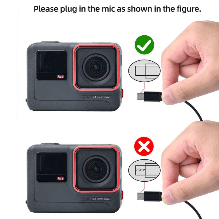 For Insta360 Ace / Ace Pro Sunnylife Lavalier Clip Type-C Recording Microphone (Black)