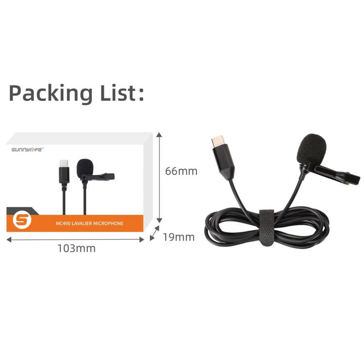 For Insta360 Ace / Ace Pro Sunnylife Lavalier Clip Type-C Recording Microphone (Black)