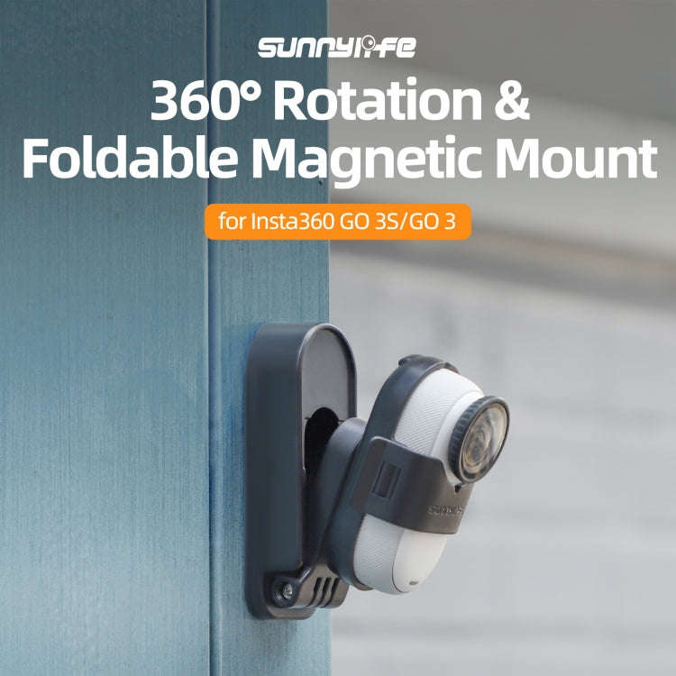 For Insta360 GO3 / GO 3S Sunnylife 360 Rotation Foldable Magnetic Mount (Black)