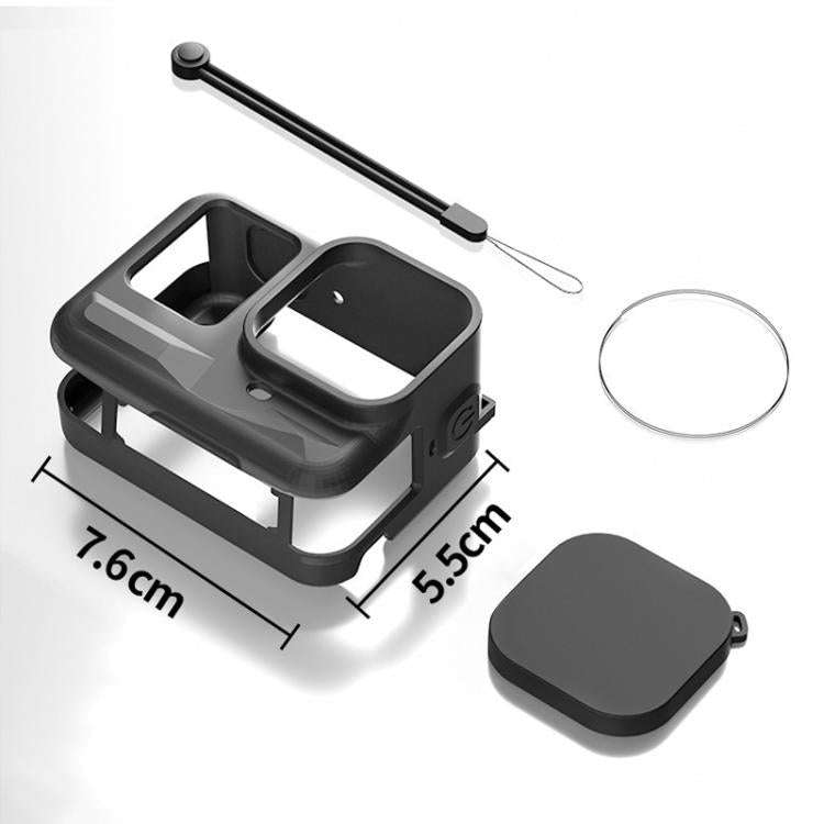 For Insta360 Ace Pro Silicone Protective Case with Wrist Strap & Lens Cover (Black)