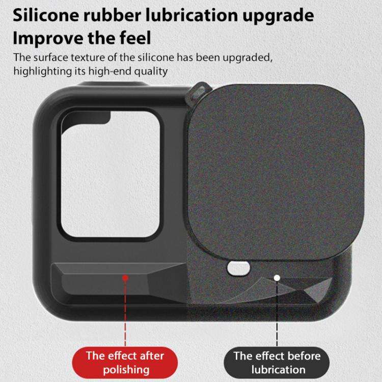 For Insta360 Ace Pro Silicone Protective Case with Wrist Strap & Lens Cover (Black)