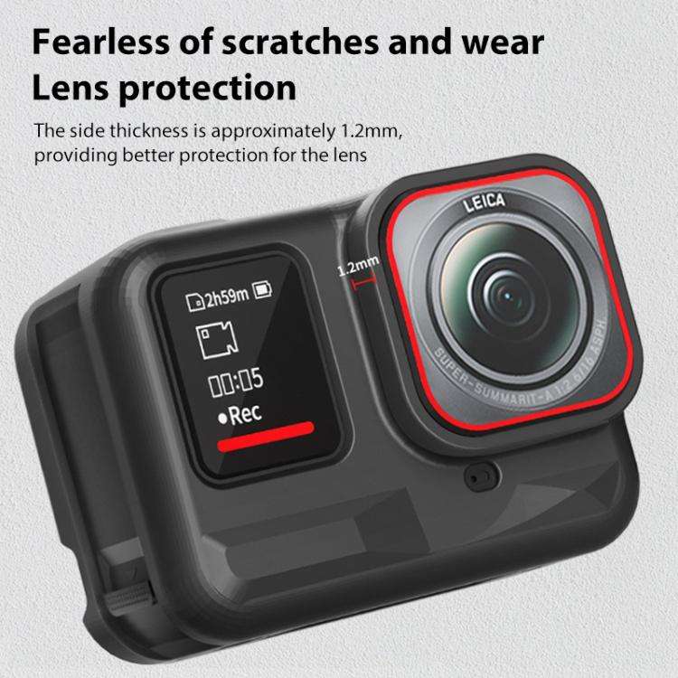 For Insta360 Ace Pro Silicone Protective Case with Wrist Strap & Lens Cover (Black)