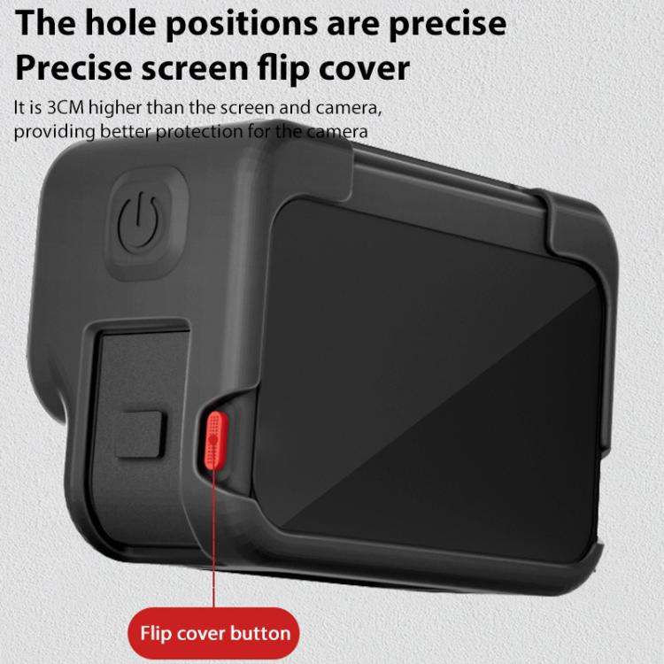 For Insta360 Ace Pro Silicone Protective Case with Wrist Strap & Lens Cover (Black)