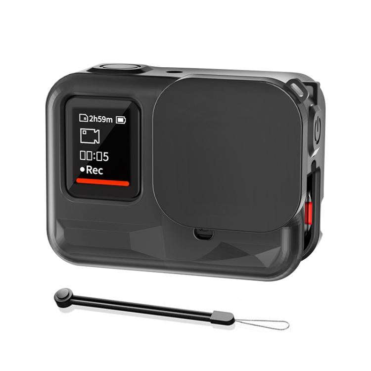 For Insta360 Ace Pro Silicone Protective Case with Wrist Strap & Lens Cover (Black)