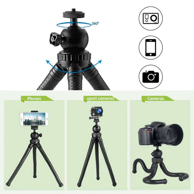 W1 Mini Octopus Flexible Tripod Holder with Ball Head for SLR Cameras, GoPro, Phones (Black)