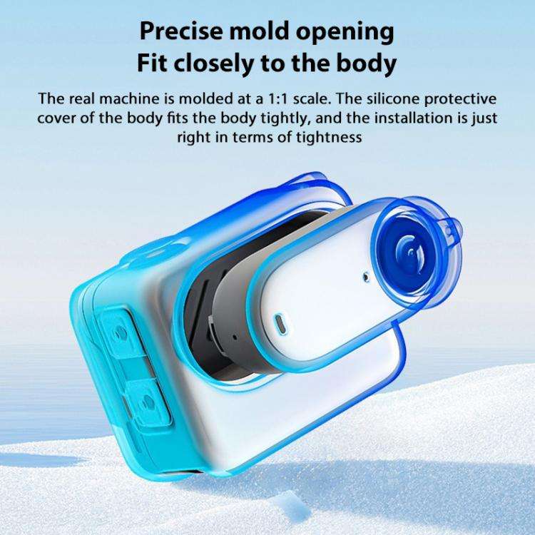 For Insta360 GO 3S Camera Charging Case Silicone Case with Lens Cap & Strap (Black)